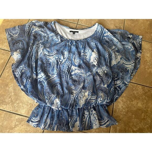 Sara Michelle 1X Printed Kimono Style Tunic Blouse - Picture 1 of 7